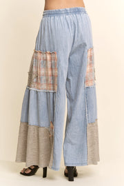 Printed Lace Denim Palazzo Pants by Davi & Dani