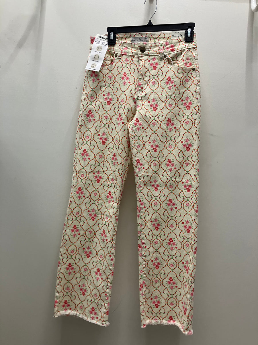 Floral Fray Hem Wide Leg Pant