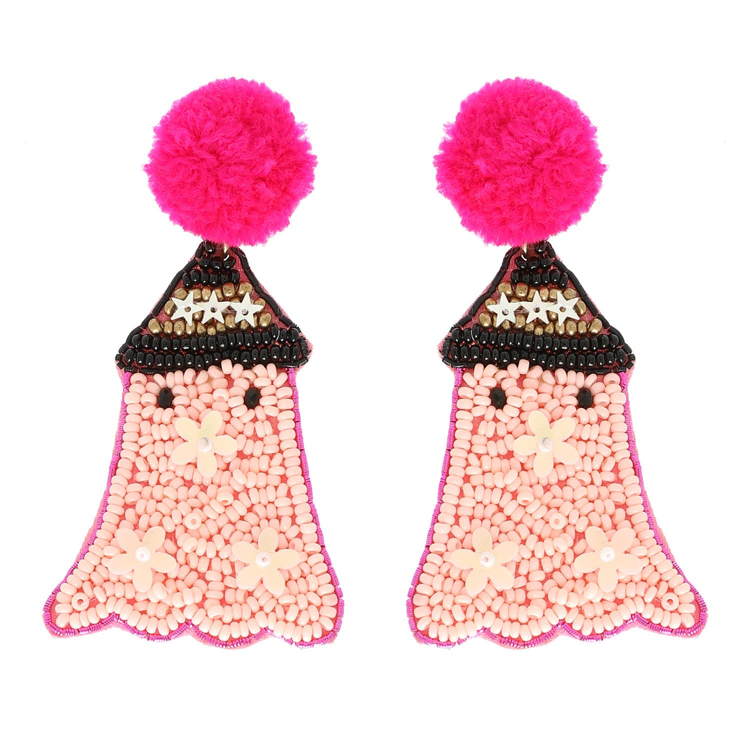 Halloween Ghost Seed Bead Dangle Earrings Robin Boutique