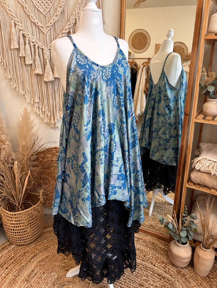 Rasgulla Sari Moonchild Mini Dress #063 by Kantha Bae