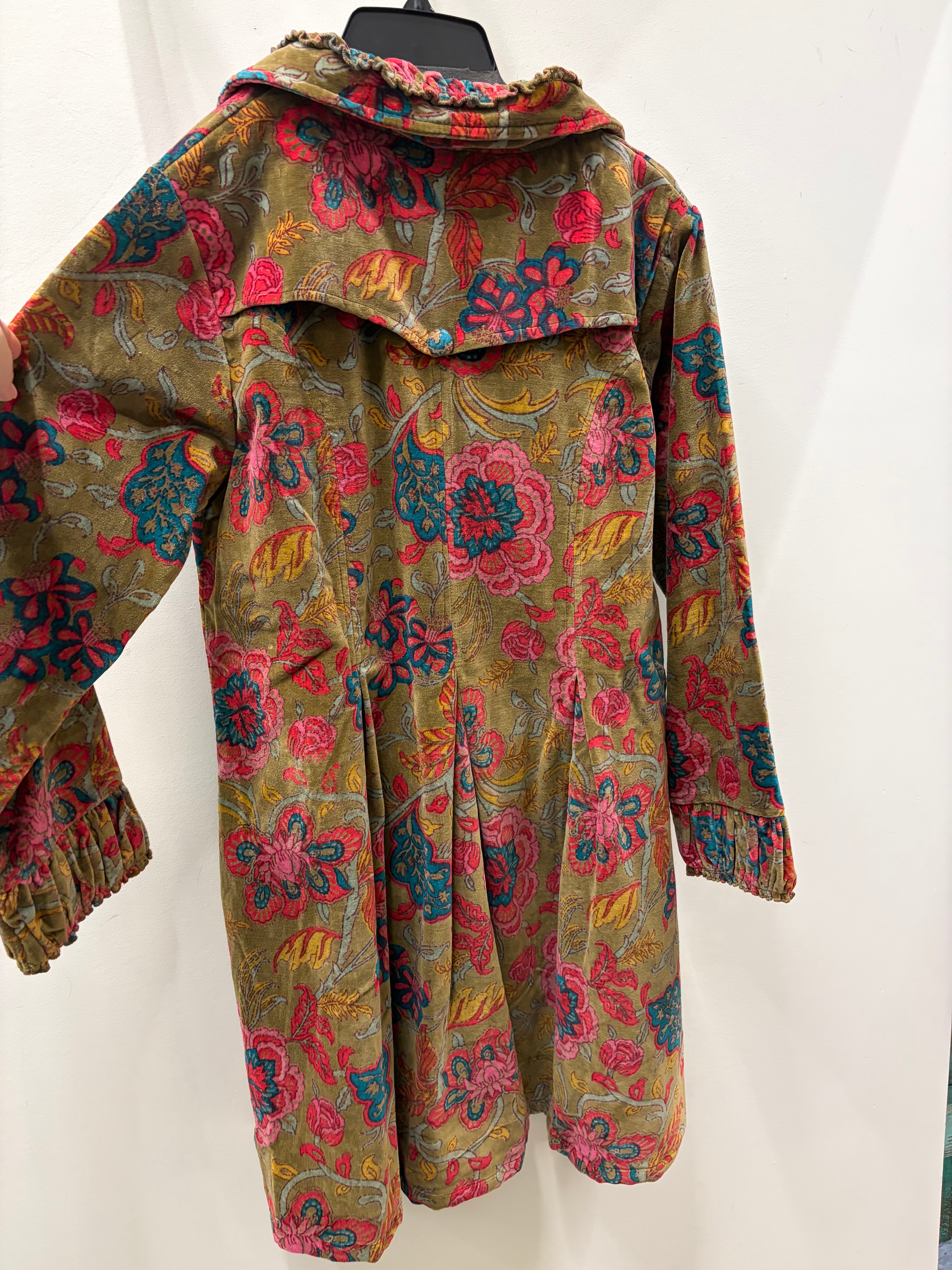 Floral Velvet Knee Length Jacket by Paper Lace