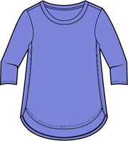 Solid Cotton Slub 3/4 Sleeve High-Low Tee by Escape