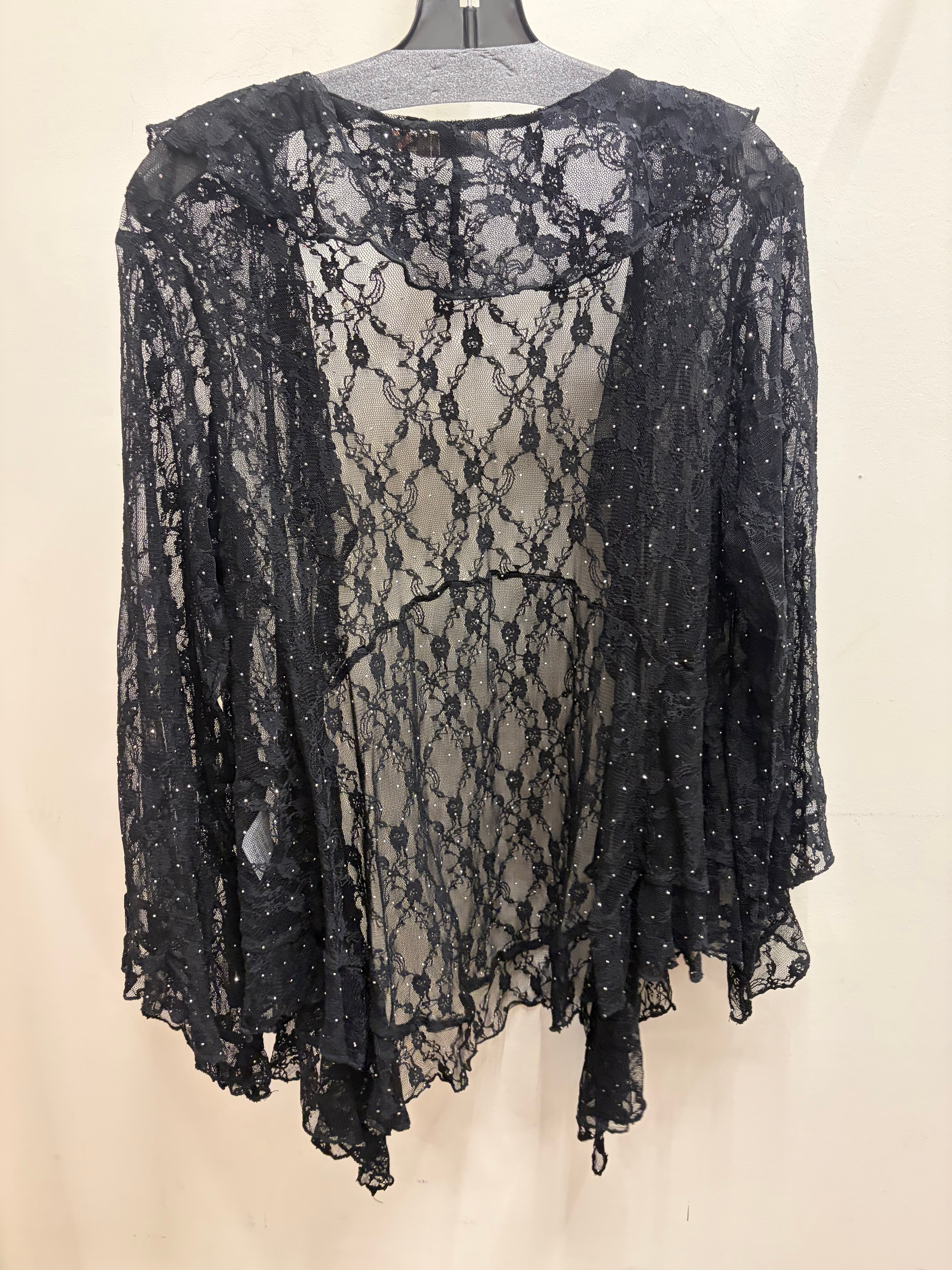 Sparkly All Lace Ruffle Cardigan by Origami