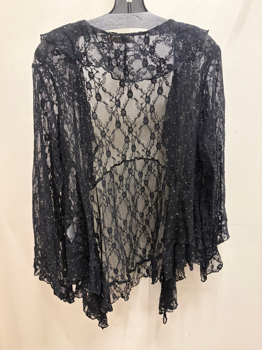 Sparkly All Lace Ruffle Cardigan by Origami