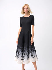 Pleated Short Sleeve Ombre Tulip Dress by EllyNDale