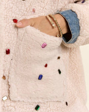 Serpa Pocket of Gemstone Sherpa Denim Jacket By Davi & Dani - Robin Boutique