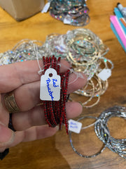 Rhinestone Tennis Stretch Bracelets on Black Silver