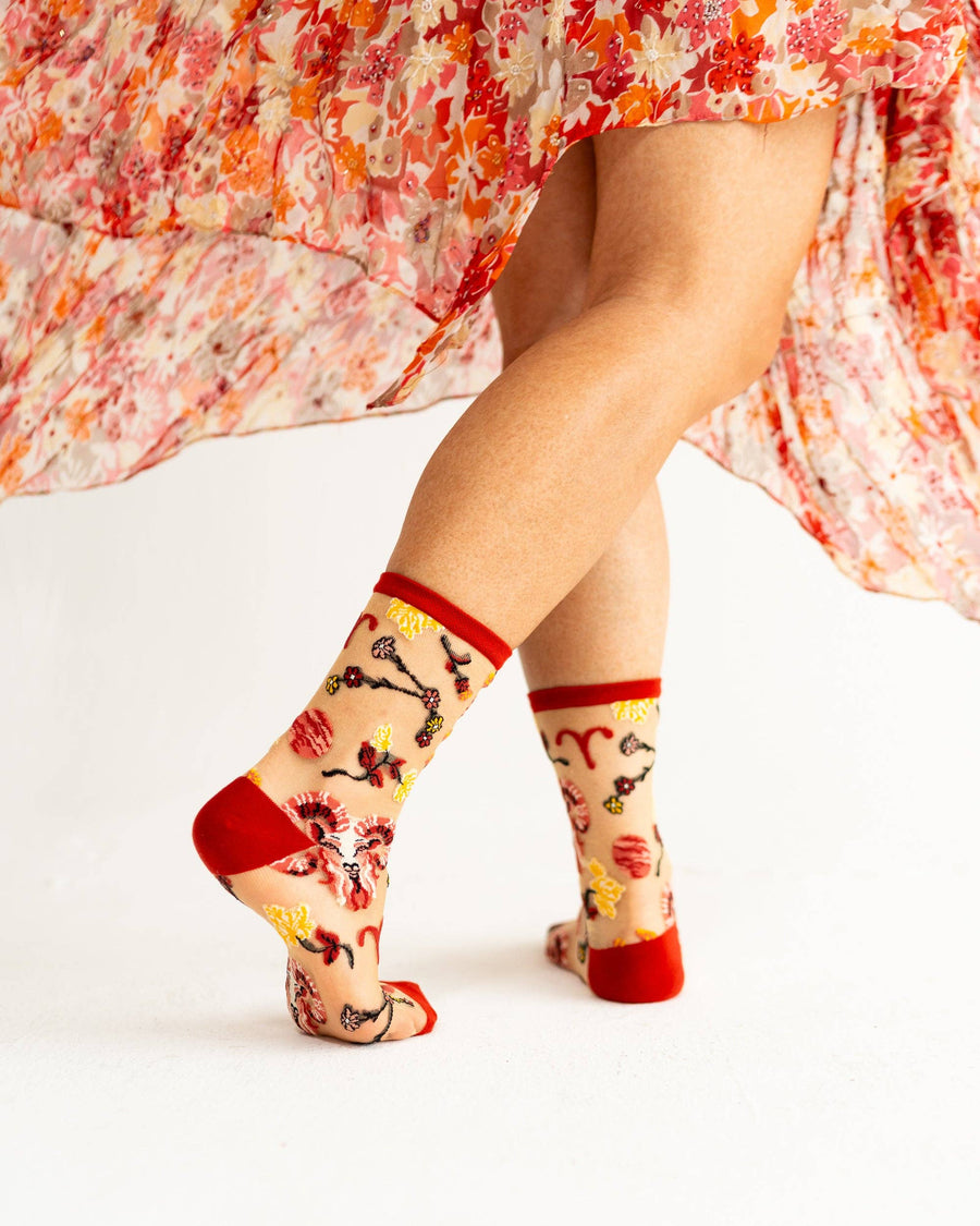 Aries Zodiac Shimmer Sheer Crew Sock