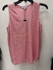 Sleeveless Sequin Evening Tank Top