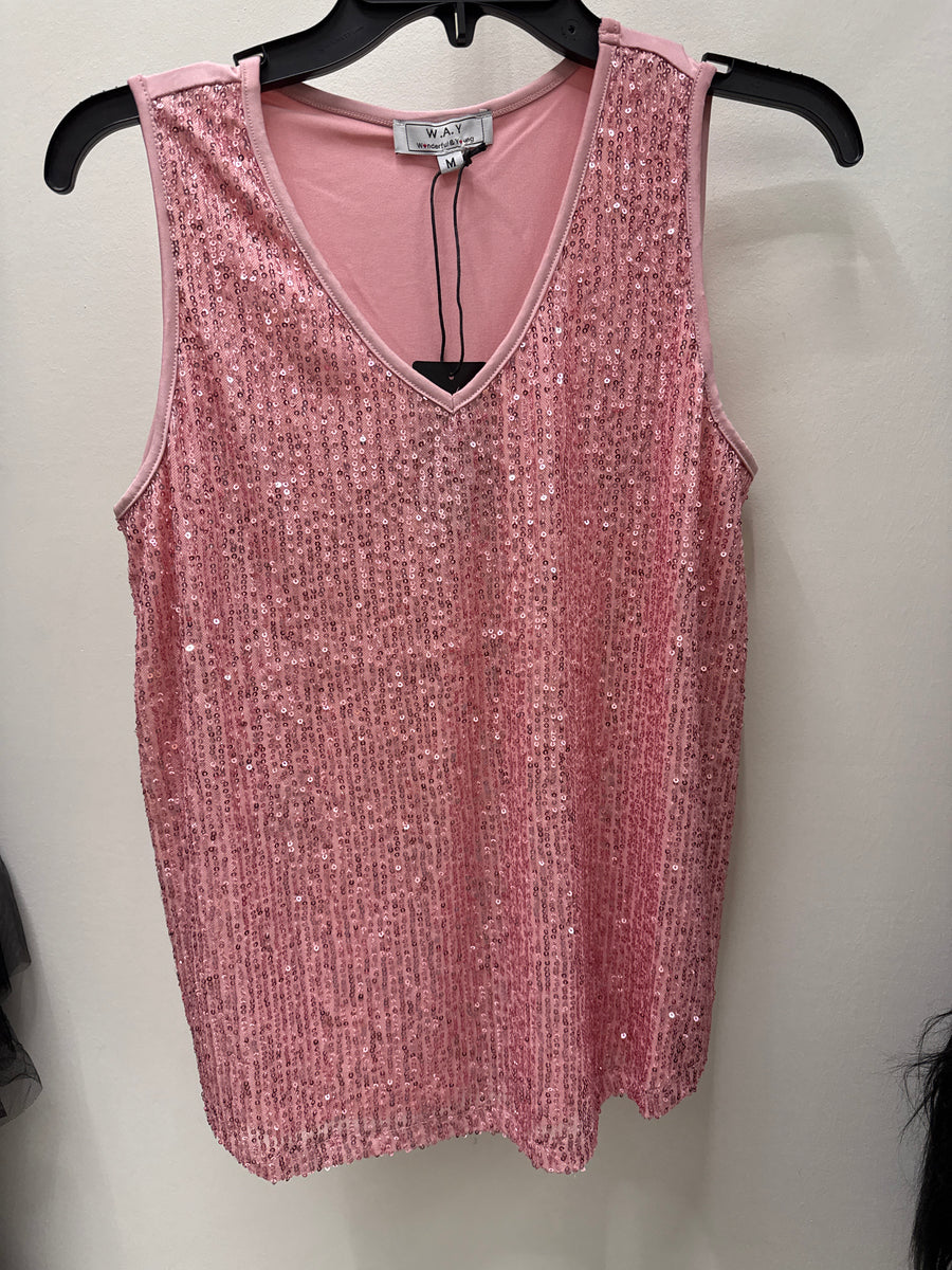 Sleeveless Sequin Evening Tank Top