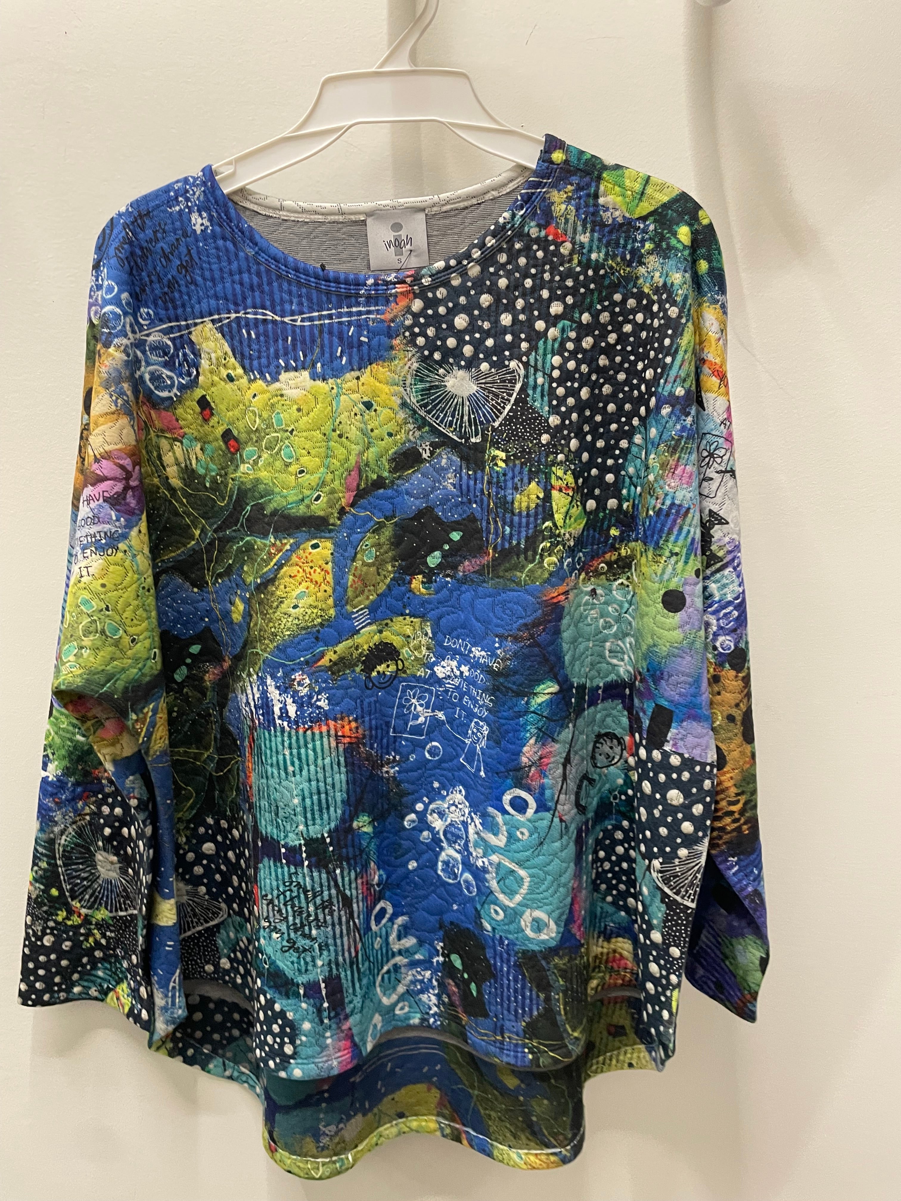 3/4 Sleeve Dolman Sweater in Marine Print by Inoah
