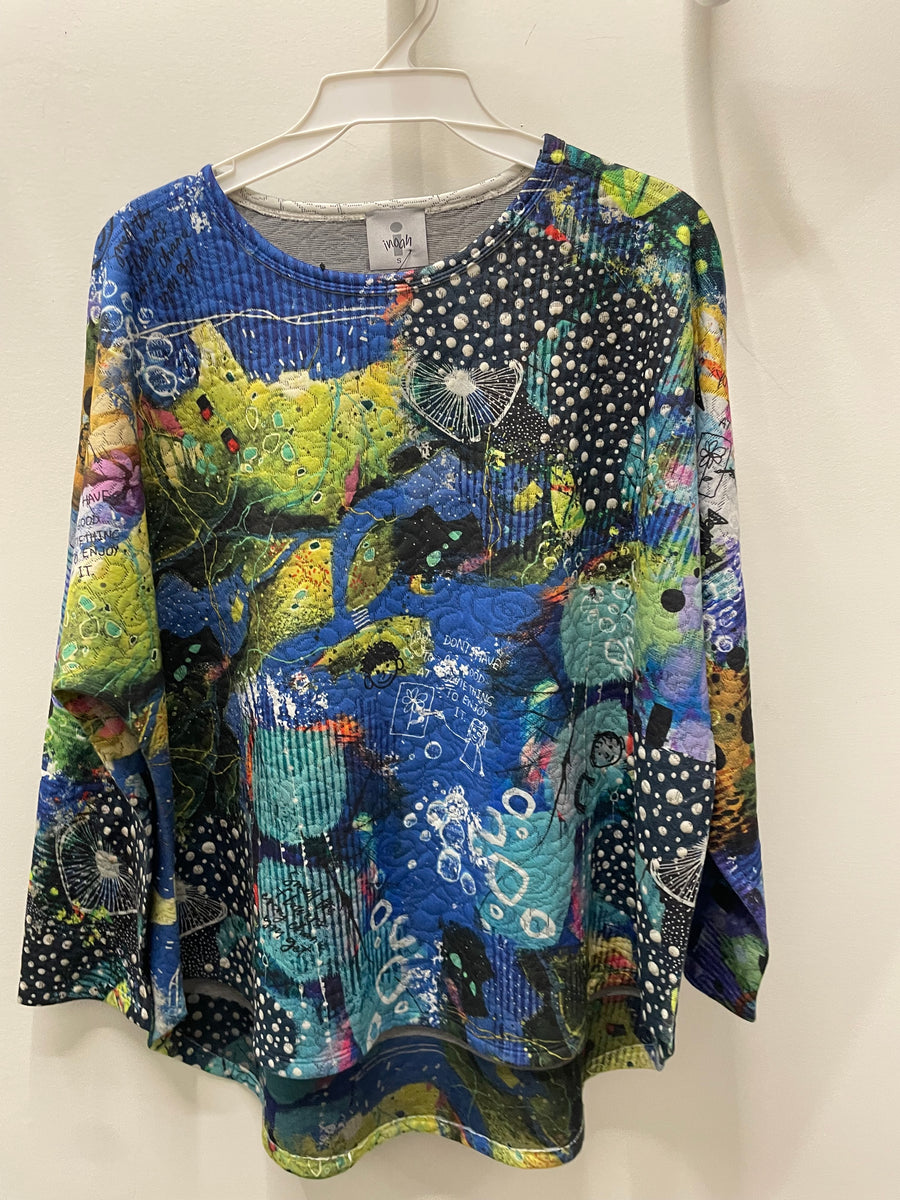 3/4 Sleeve Dolman Sweater in Marine Print by Inoah