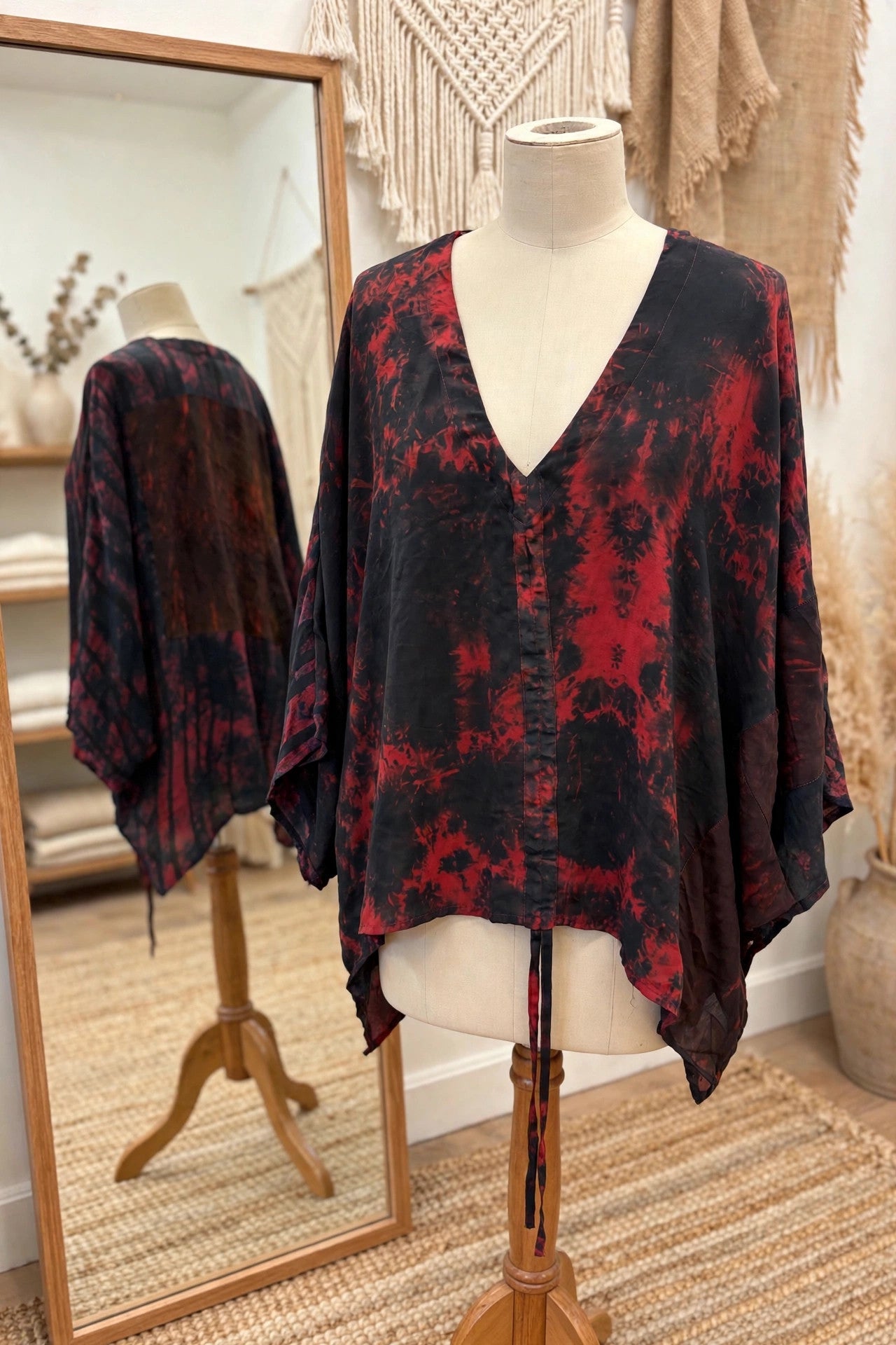 Crepe Sari Hi Lo Butterfly Top #084 by Kantha Bae
