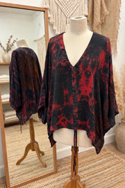 Crepe Sari Hi Lo Butterfly Top #084 by Kantha Bae