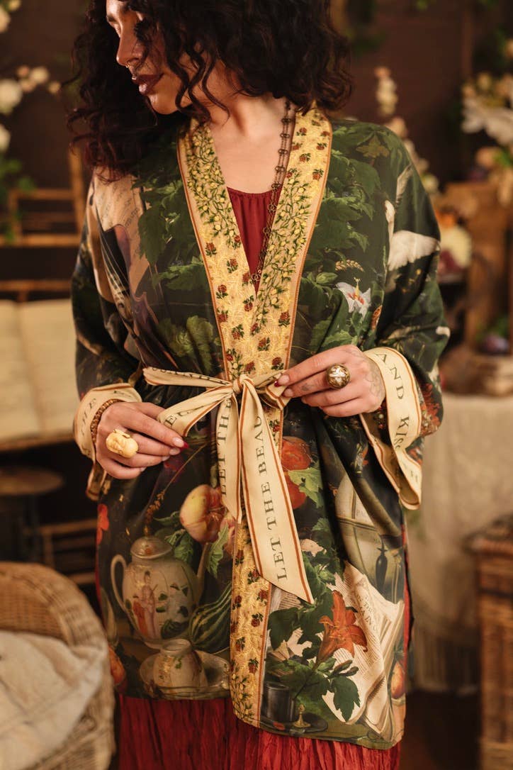 Additional view of Labour of Love Matineé (mid) Duster with florals & violin from Robin Boutique.