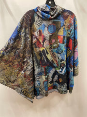 Cowl Neck Pullover in Blues & Jazz Print by Inoah