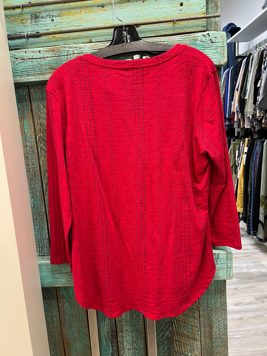 Cotton Slub 3/4 Sleeve Tee in Cherry Stripe by Escape