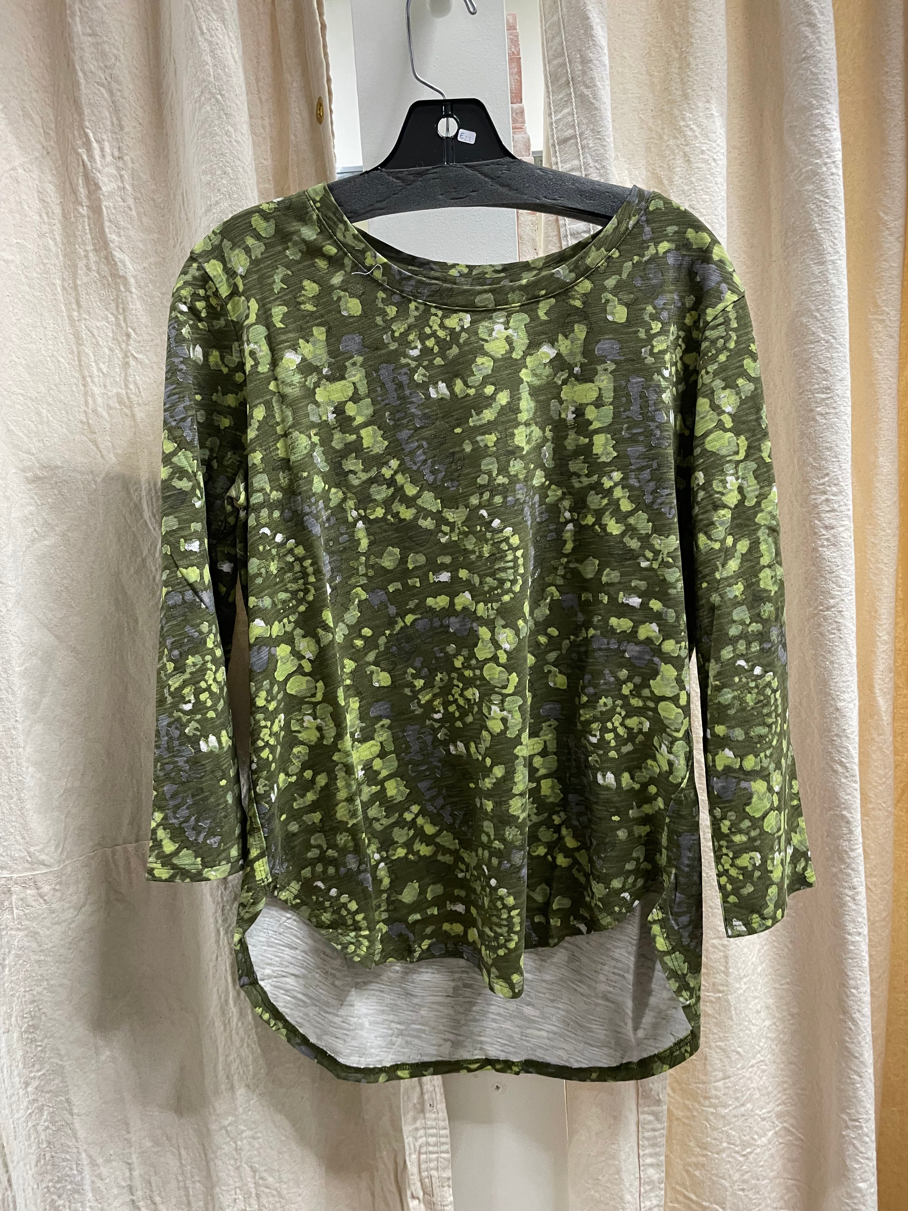 Cotton Slub 3/4 Sleeve Tee Kaleidescope in Olive by Escape