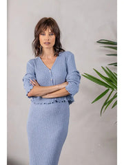 Poor Boy Rib Knit Cropped Cardigan