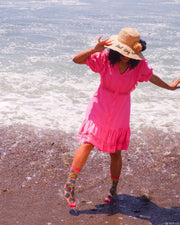 JAWS Aquatic Florals Shimmer Sheer Crew Sock
