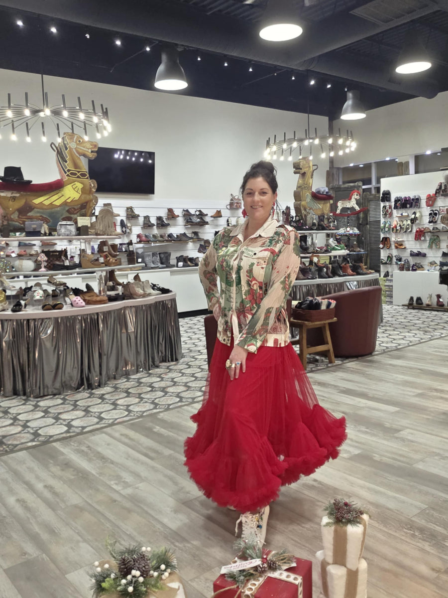 Faux Suede Illusion Jacket in Vintage Christmas by Origami Robin Boutique