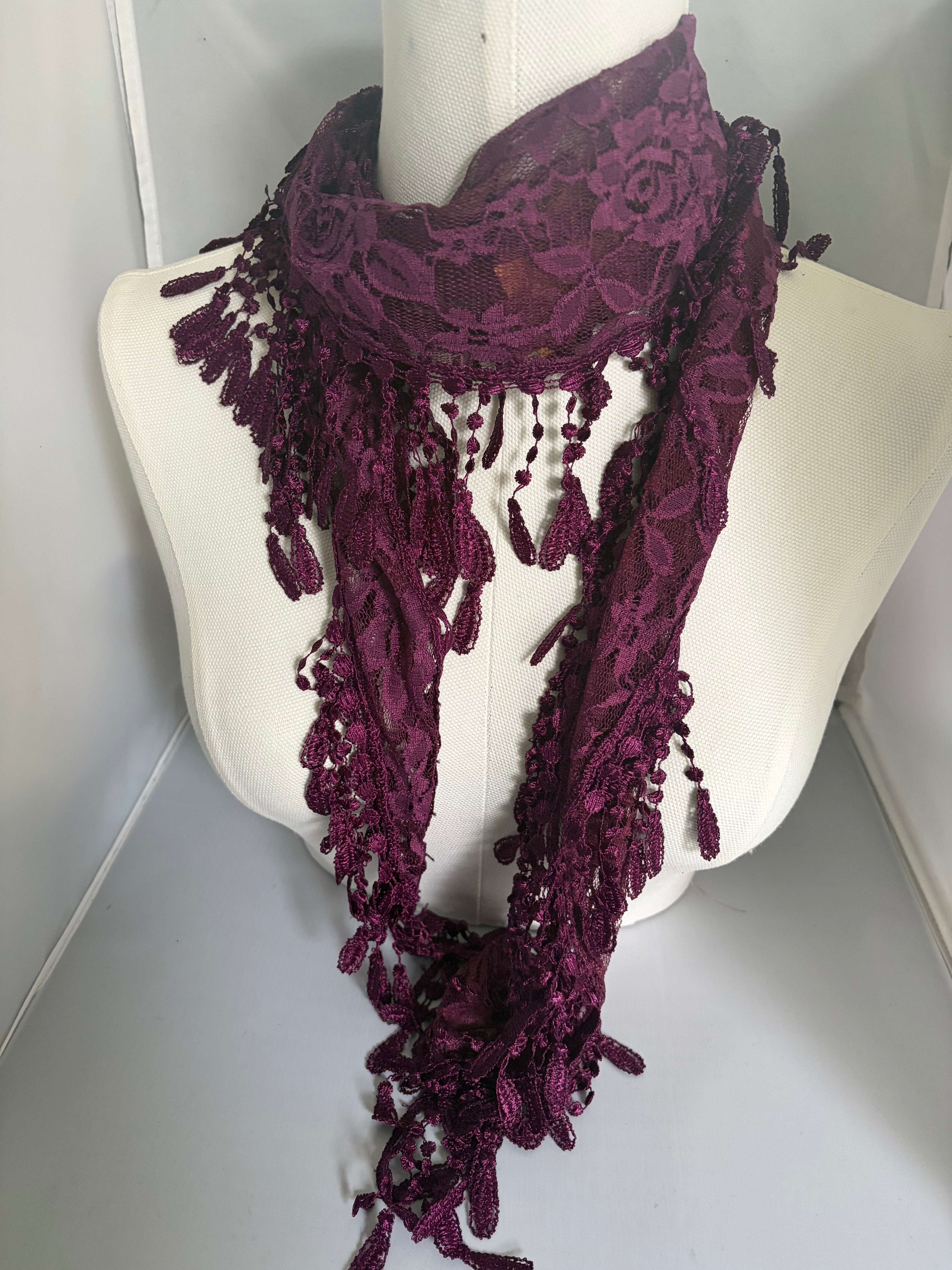 Feather Lace Fringe Scarf