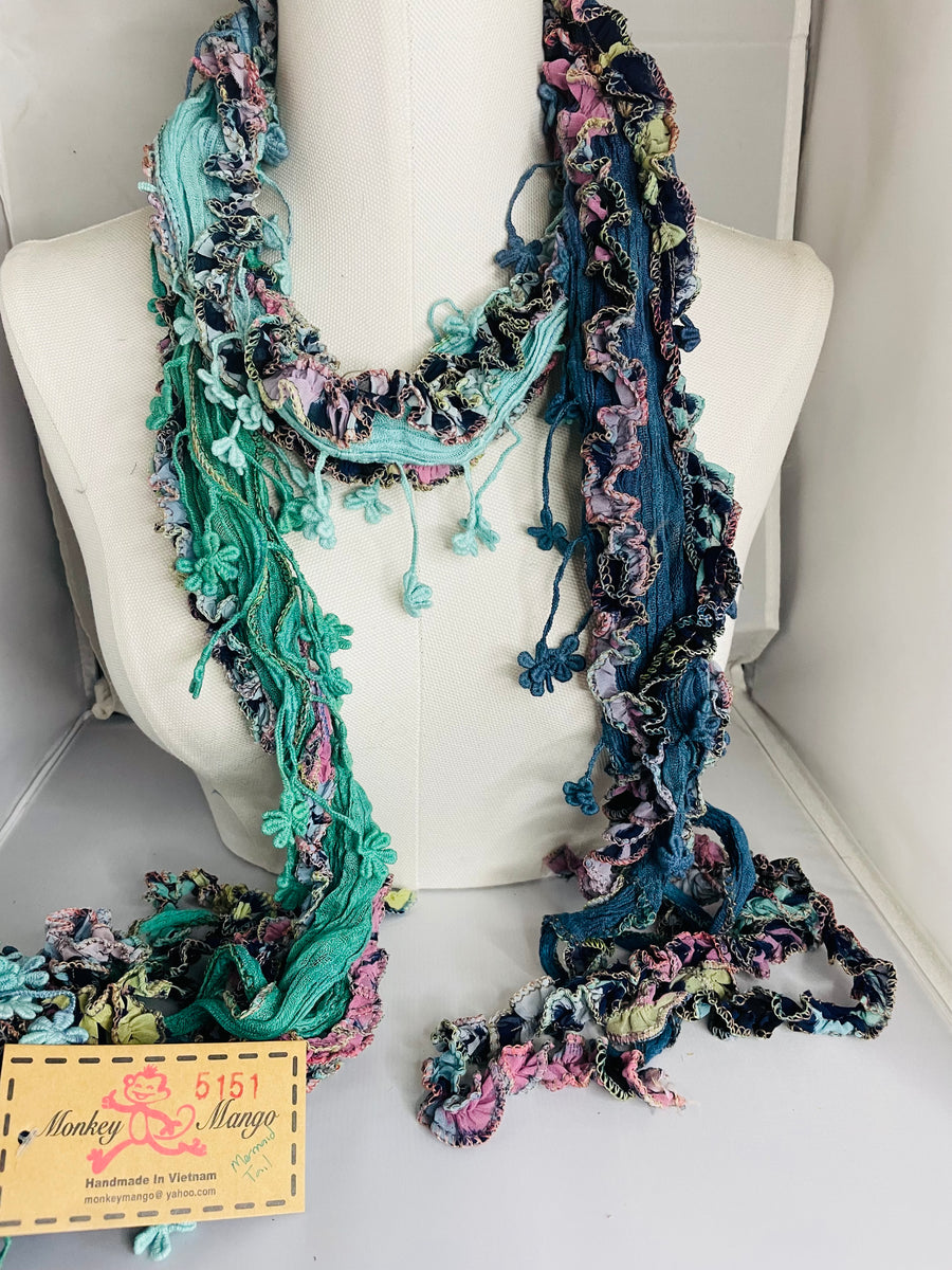Boho Mixed Tassel Handmade Scarf Necklace