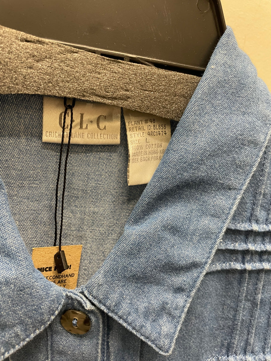 Reworked Denim Crop Button Down #210