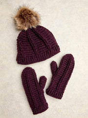 Brecken Deep Plum Knit Pom Beanie By Many Hands
