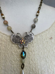 Beaded Chain Butterfly Necklace