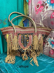 Upcycled Embroidered Market Studded Tote by Kantha Bae - Robin Boutique-Boutique 