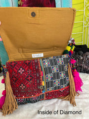 Upcycled Embroidered Structured Market Shoulder Bag by Kantha Bae - Robin Boutique-Boutique 