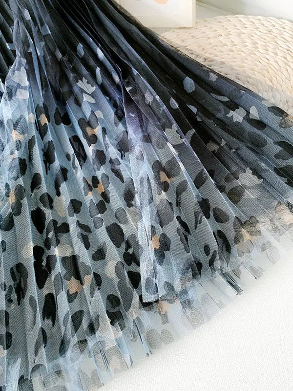 Fairy Pleated Mesh Skirt with Leopard Print by EllyNDale Robin Boutiuqe