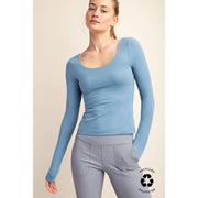 RECYCLED BUTTER ROUND NECK TOP T9967 Robin Boutique