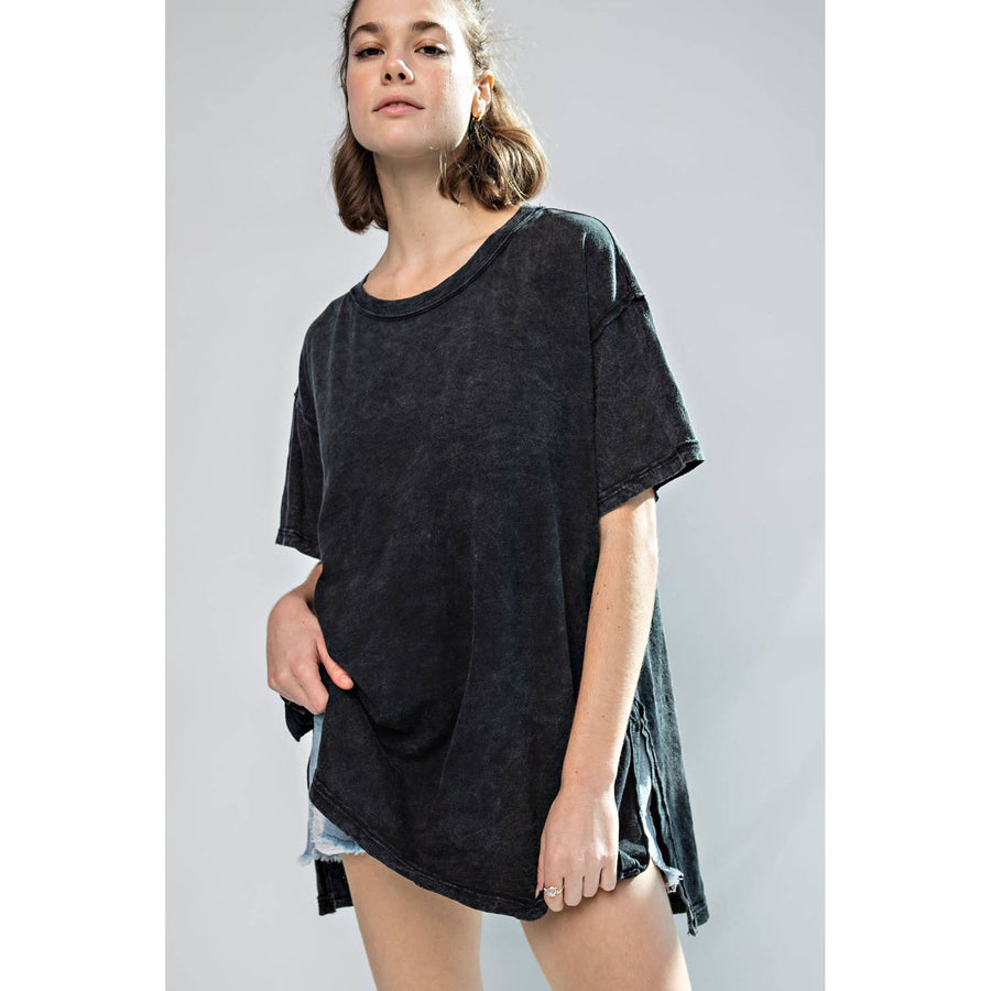 Mineral Washed Short Sleeve Tee by Rae Mode T9774 Robin Boutique