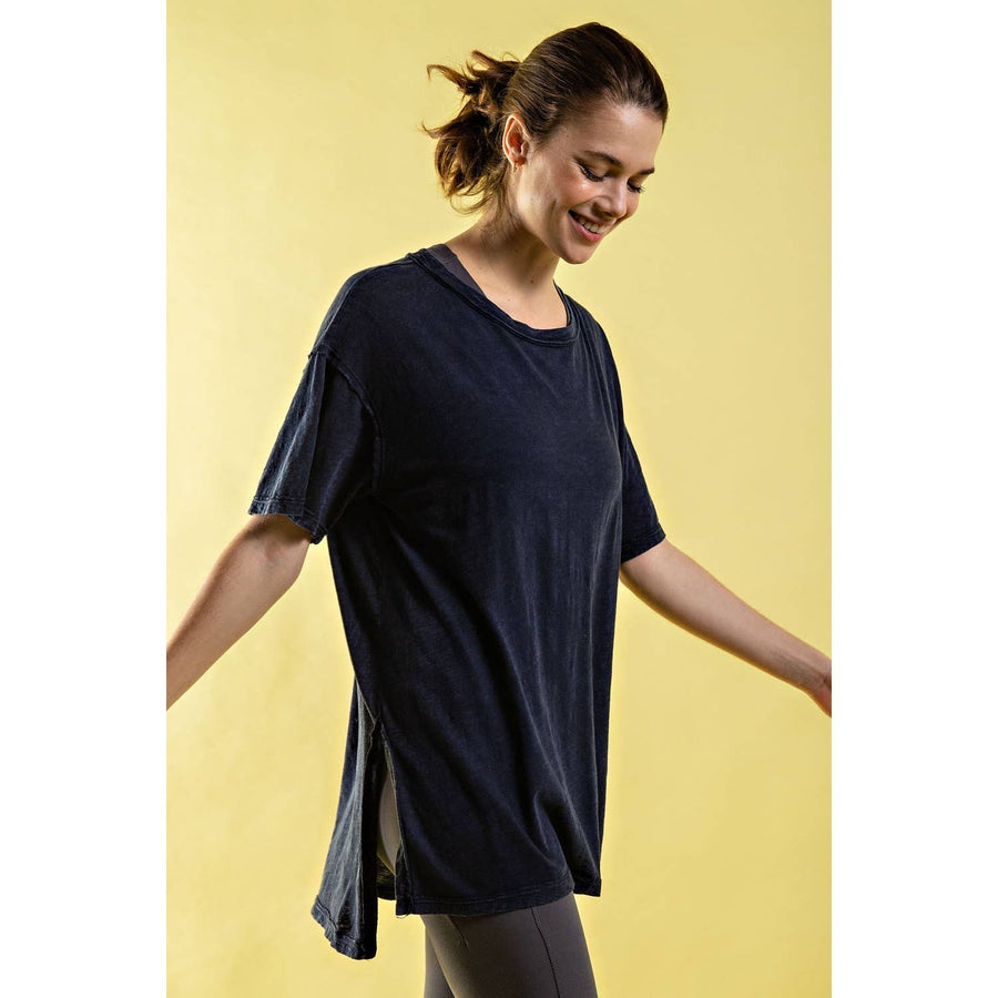 Mineral Washed Short Sleeve Tee by Rae Mode T9774 Robin Boutique