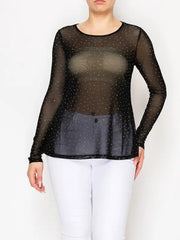 Sparkly Sheer Mesh Layering Shirt by Origami