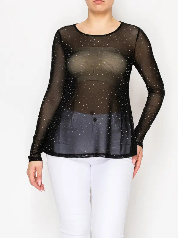 Sparkly Sheer Mesh Layering Shirt by Origami