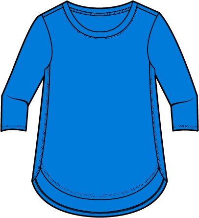 Solid Cotton Slub 3/4 Sleeve High-Low Tee by Escape