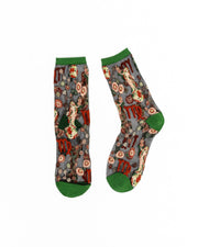 Virgo Zodiac Black Sheer Crew Sock