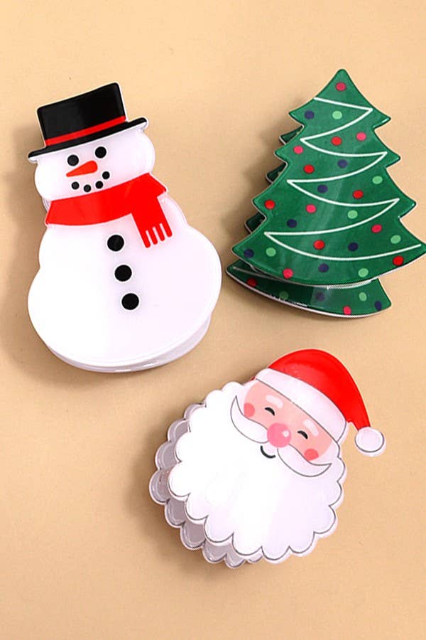 CHRISTMAS TREE SANTA SNOWMAN HAIR CLAW CLIPS Robin Boutique