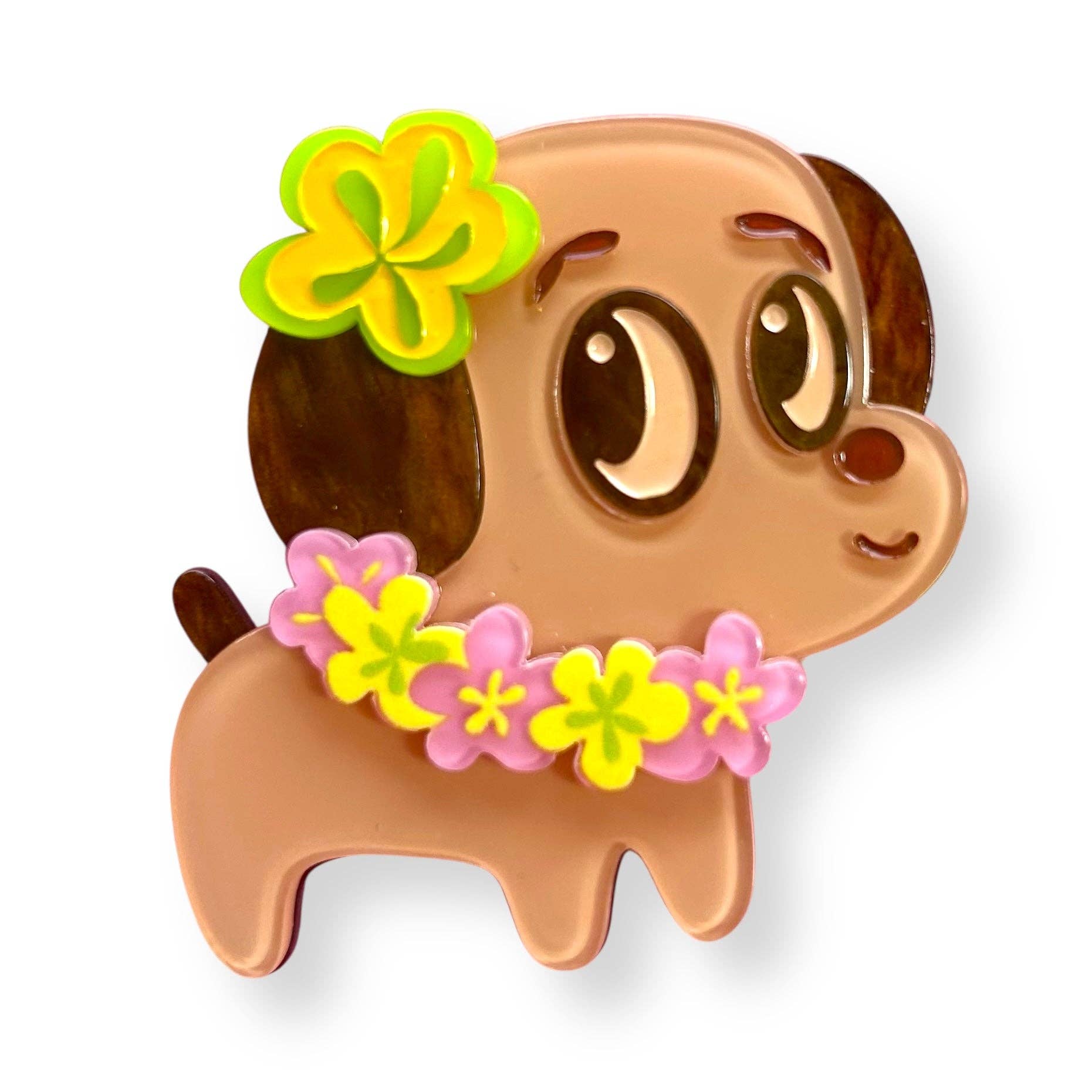 Polynesian Pup Mini Brooch by Miss Fluff x Lipstick & Chrome Robin Boutique