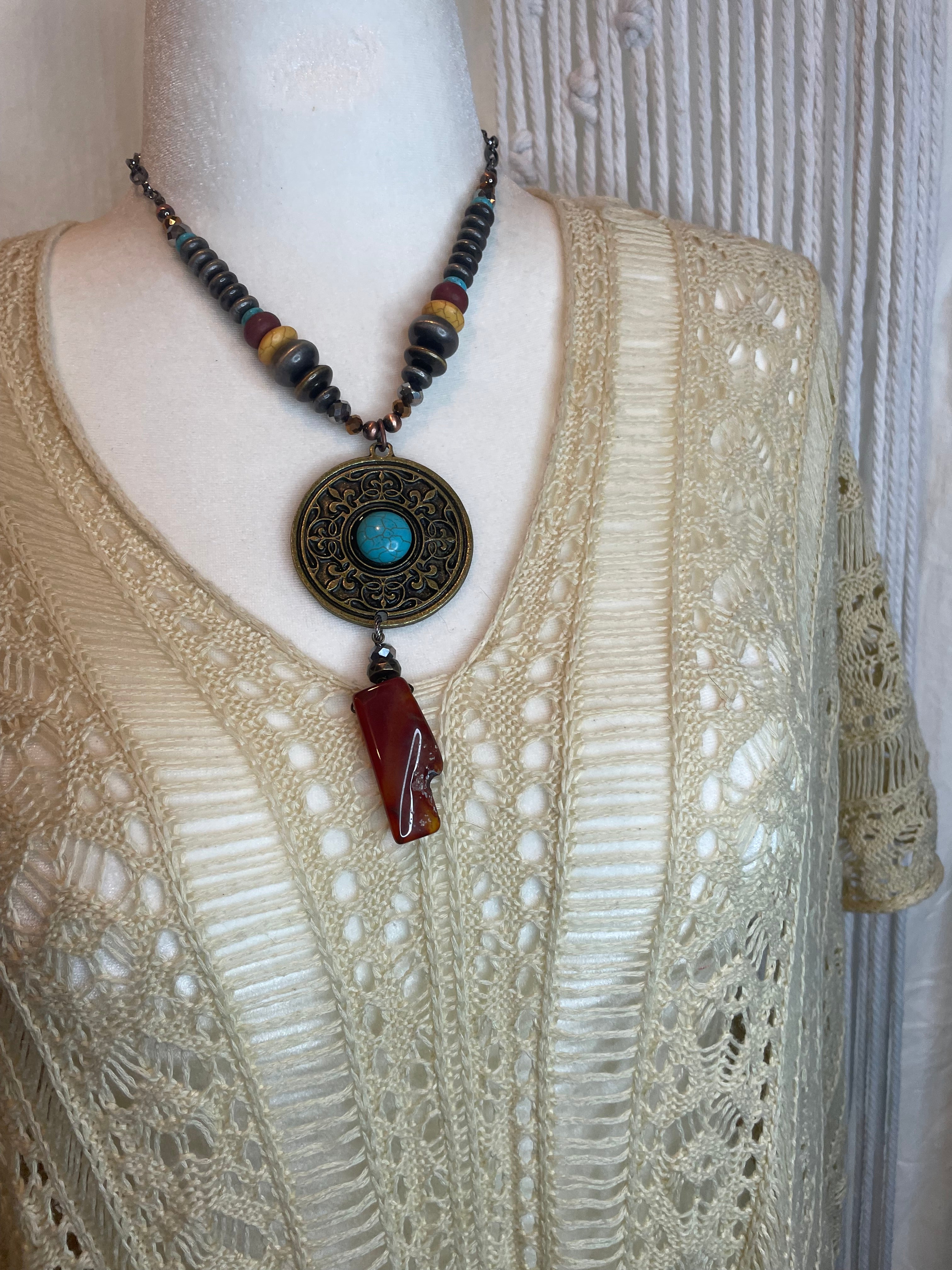Mixed Bead with Navajo Pearls Necklace