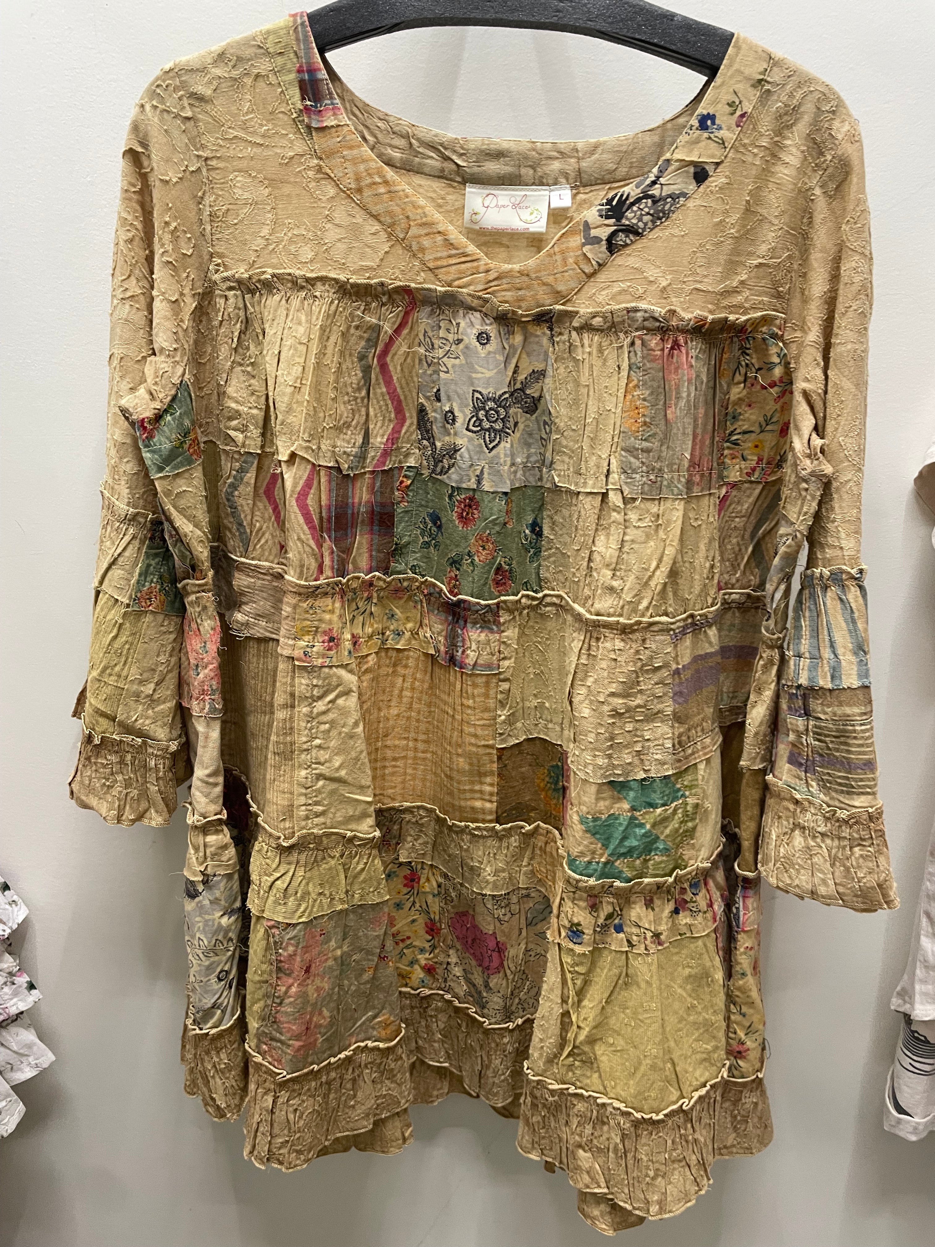 Tiered Mix Print Top by Paper Lace Robin Boutique