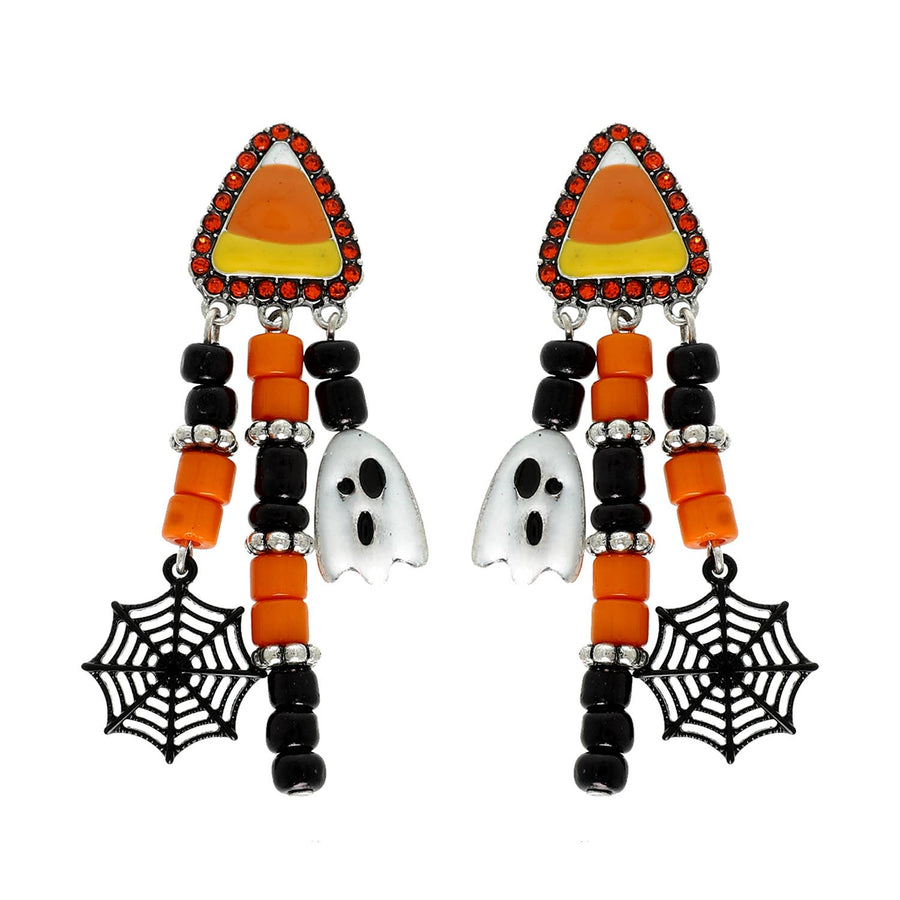 Halloween Themed Bead Charm Tassel Earrings