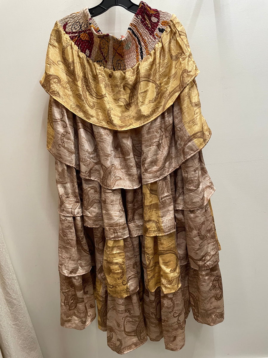 Rasgulla Sari Venus Ruffle Maxi by Kantha Bae Robin Boutique 