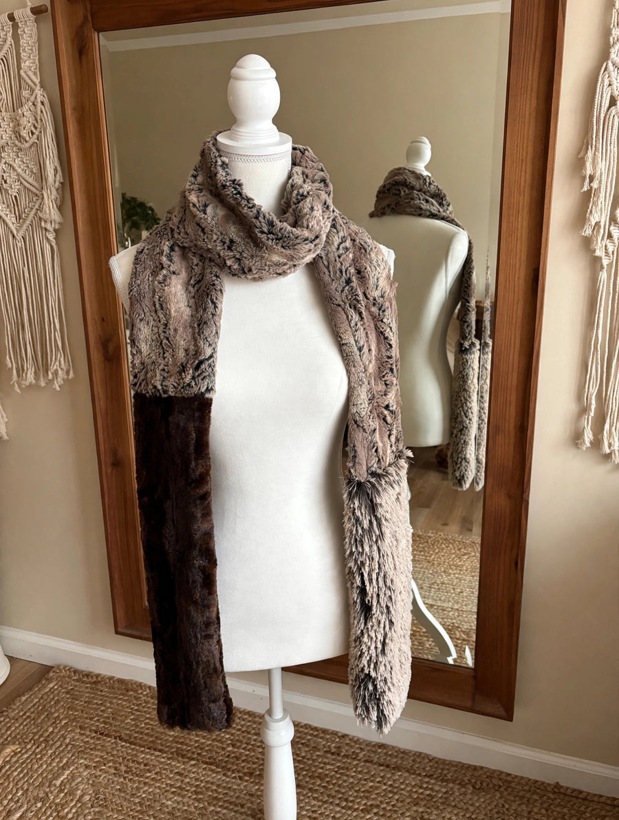 Faux Fur Patchwork Scarf by Vine Street