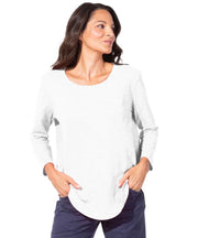 Solid Cotton Slub 3/4 Sleeve High-Low Tee by Escape
