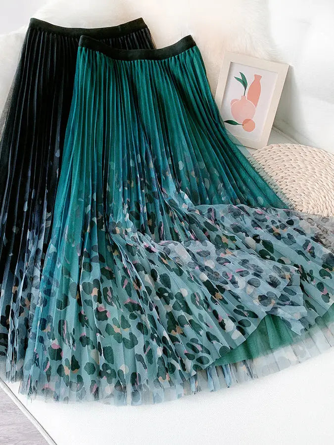 Fairy Pleated Mesh Skirt with Leopard Print by EllyNDale Robin Boutiuqe