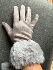 Soft Touch Screen Gloves with Fake fur cuffs Taupe - Robin Boutique